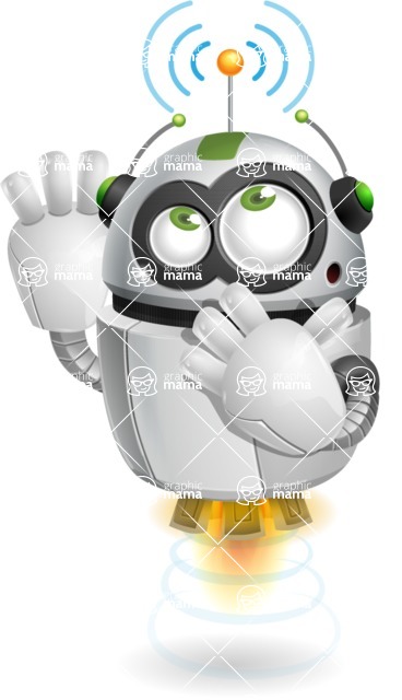 Flying robot cartoon character - 112 stock vector images - Flying robot cartoon character wi-fi signal - stock vector graphic image