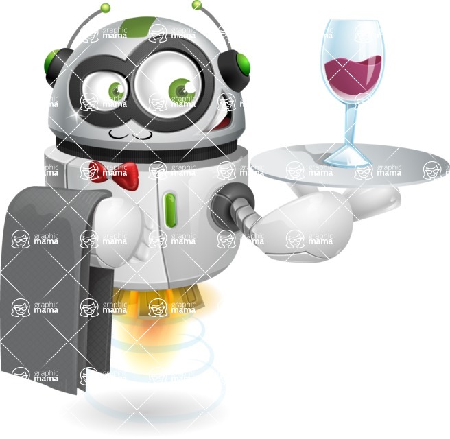 Flying robot cartoon character - 112 stock vector images - Waiter flying robot cartoon character - stock vector graphic image