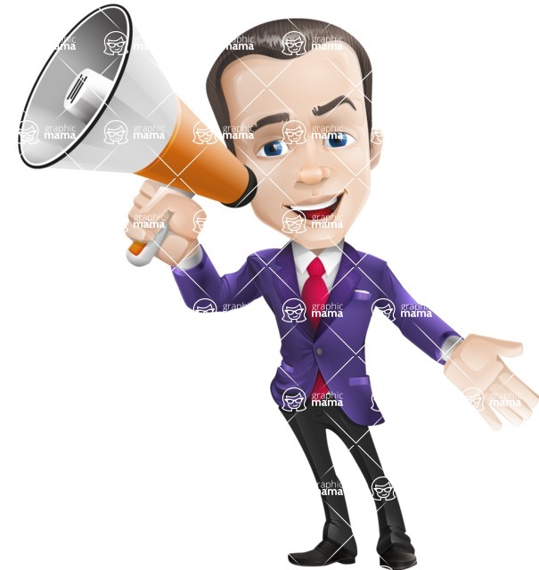 business vector cartoon character man graphic design ultra violet color 2018 - business vector cartoon character man graphic design ultra violet color 2018 loudspeaker attention