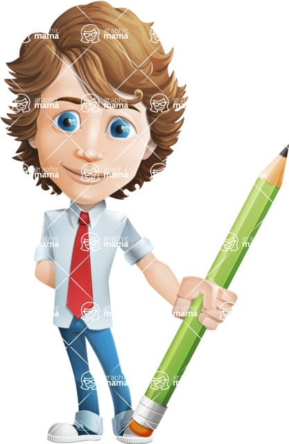 Vector Man Cartoon Character - cartoon male character young boy - Mark Millennial with pencil - GraphicMama bestseller