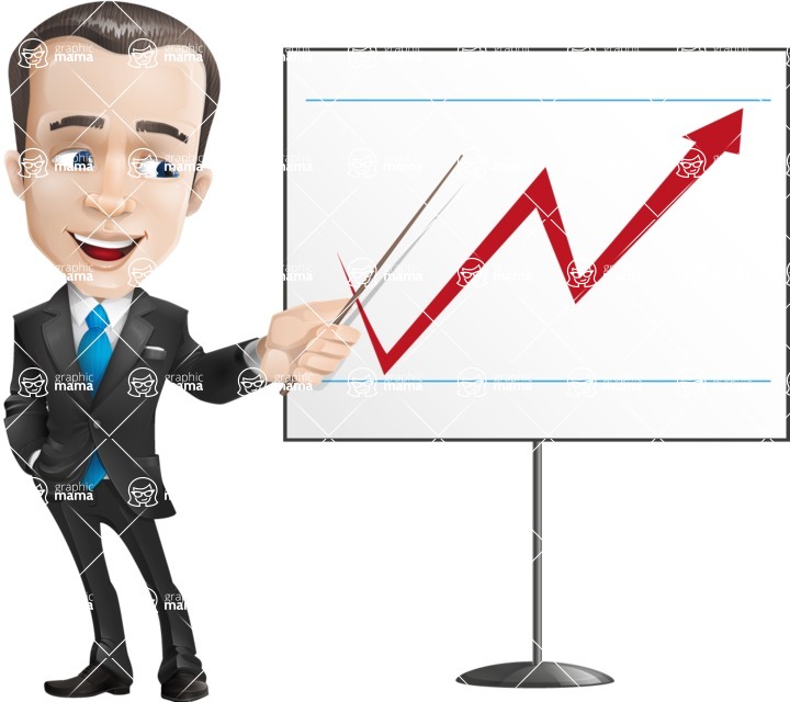 Vector Male Business Cartoon Character - businessman vector cartoon character business suit presentation