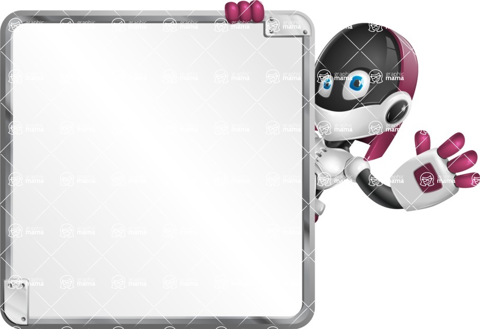 Robot girl cartoon character - 112 stock vector images - Robot girl presenting on a white board cartoon - stock vector image