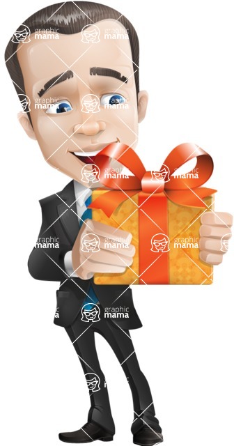 Vector Male Business Cartoon Character - businessman vector cartoon character business suit present gift