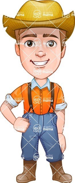 Farmer Man with Hat Cartoon Vector Character AKA Arlo the Farming Pro - Vector Male Farmer Cartoon Character