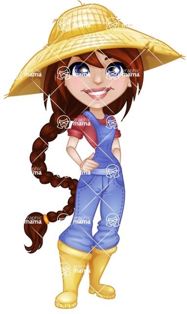 female farmer vector cartoon character - female farmer vector cartoon character