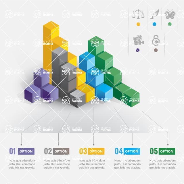 Infographic Templates Collection - Vector, Photoshop, PowerPoint, Google Slides - Vector Infographic Template with Colorful 3D Cubes