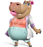 Female Hippo Cartoon Character