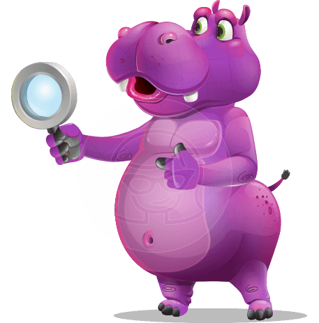 Purple Hippo Cartoon Character