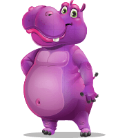 Purple Hippo Cartoon Character
