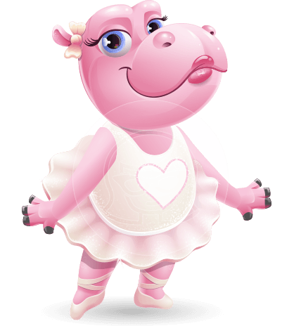 Dancing Hippo Cartoon Character AKA Hippo Ballerina