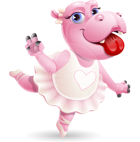 Dancing Hippo Cartoon Character AKA Hippo Ballerina