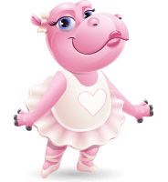 Dancing Hippo Cartoon Character AKA Hippo Ballerina
