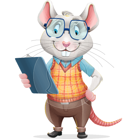 Smart Mouse with Glasses Cartoon Vector Character