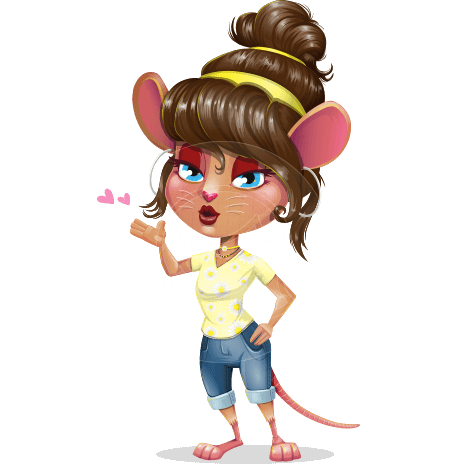 Cute Female Mouse Cartoon Vector Character