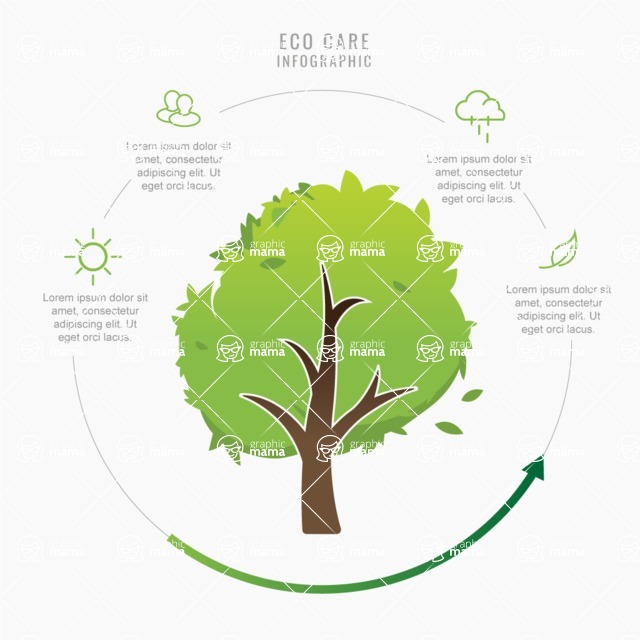 Infographic Templates Collection - Vector, Photoshop, PowerPoint, Google Slides - Green Infographic Template with a Tree
