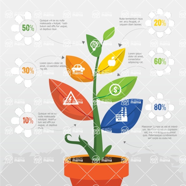 Infographic Templates Collection - Vector, Photoshop, PowerPoint, Google Slides - Vector Flower in Pot Infographic Template Design