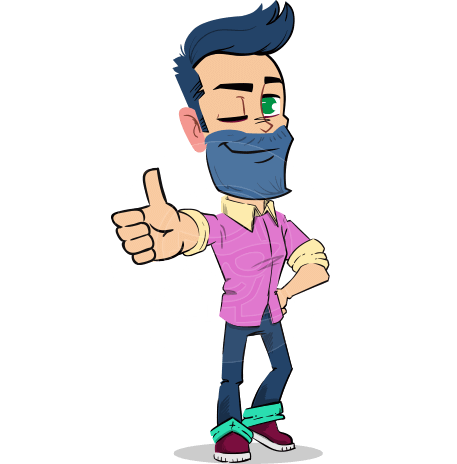 Simple Style Cartoon of a Man with Beard