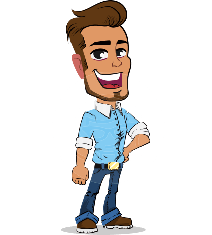 Simple Style Cartoon of a Man with Glasses