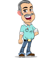Simple Style cartoon of a Elderly Man with Mustache