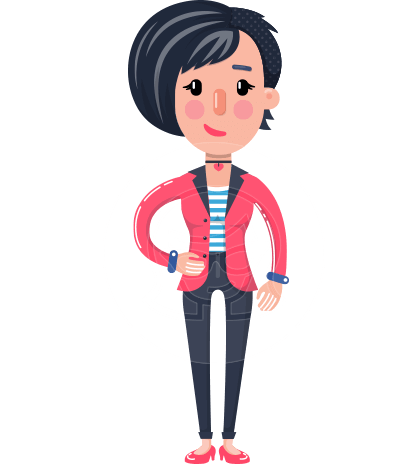 Cartoon Girl with Short Hair Vector Character