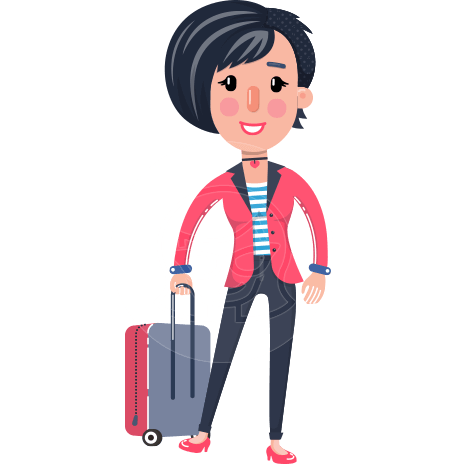 Cartoon Girl with Short Hair Vector Character