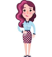 Flat Office Girl Cartoon Character