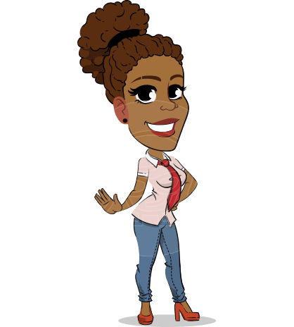 Flat Cartoon African-American Girl Vector Character
