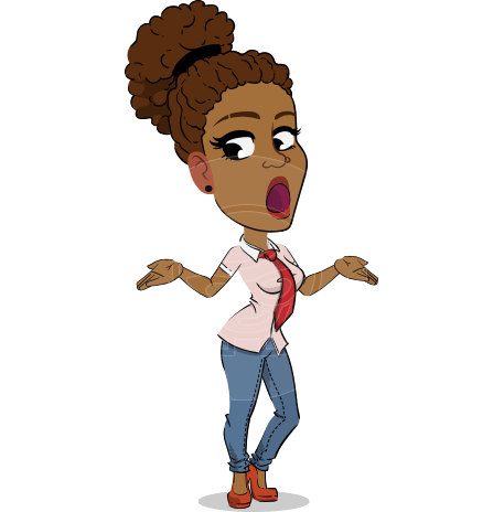 Flat Cartoon African-American Girl Vector Character