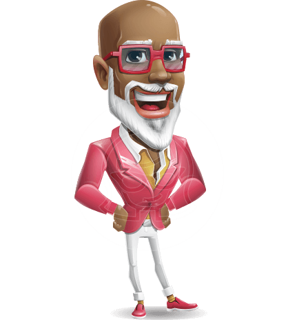 Mature African American Man Cartoon Character