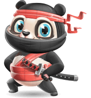 Ninja Panda Vector Cartoon Character