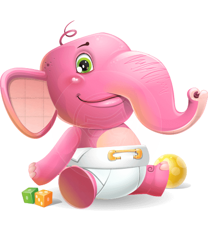 Baby Elephant Vector Cartoon Character