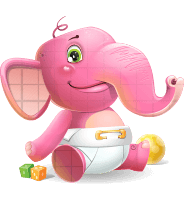 Baby Elephant Vector Cartoon Character