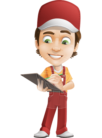 Cute Delivery Boy Cartoon Vector Character AKA Ethan On-time