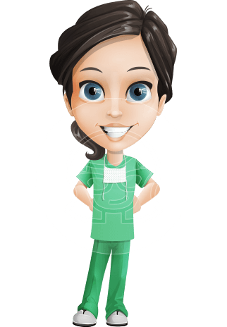 Female Surgeon Vector Cartoon Character AKA Manuela the Medical Intern