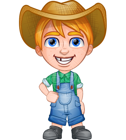 Little Farm Kid Cartoon Vector Character AKA Curtis the Farm’s Menace