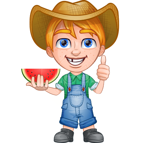 Little Farm Kid Cartoon Vector Character AKA Curtis the Farm’s Menace