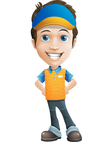 Charming Courier Guy Cartoon Vector Character AKA Tony On-track