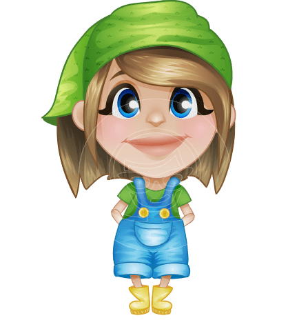 Little Farm Girl Cartoon Vector Character AKA Harper the Farm Helper