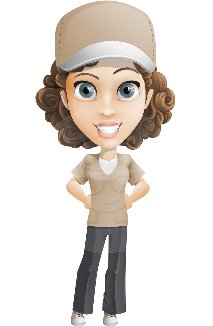 Parcel Delivery Girl Cartoon Vector Character AKA Mady the Curl-rier