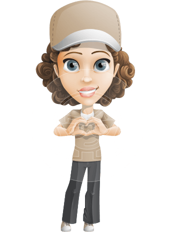 Parcel Delivery Girl Cartoon Vector Character AKA Mady the Curl-rier