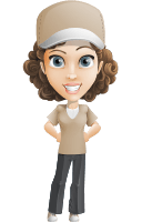Parcel Delivery Girl Cartoon Vector Character AKA Mady the Curl-rier