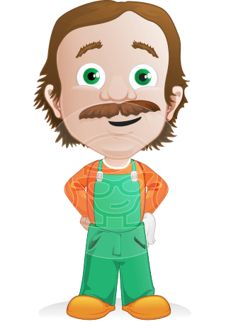 Builder Man Cartoon Vector Character AKA Marcelino Toolbox