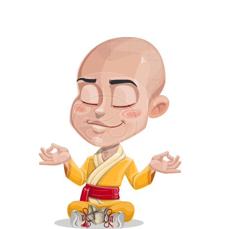 Cute Monk Boy Cartoon Vector Character AKA Kalsang