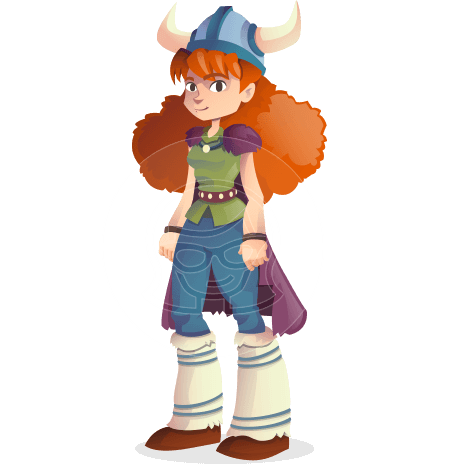 Viking Girl Cartoon Vector Character AKA Lady Ingrid