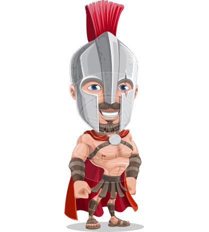 Spartan with Helmet Cartoon Vector Character AKA Spartos