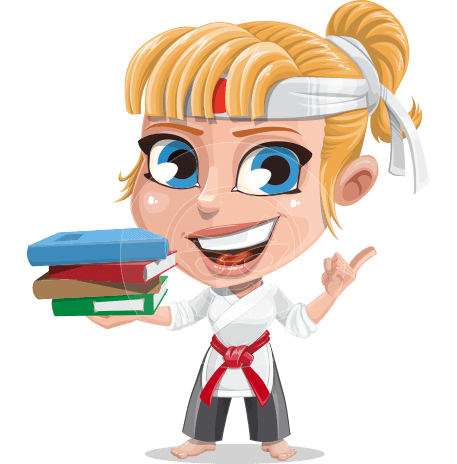 Little Girl with Karate Outfit Cartoon Vector Character AKA Peta