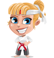 Little Girl with Karate Outfit Cartoon Vector Character AKA Peta