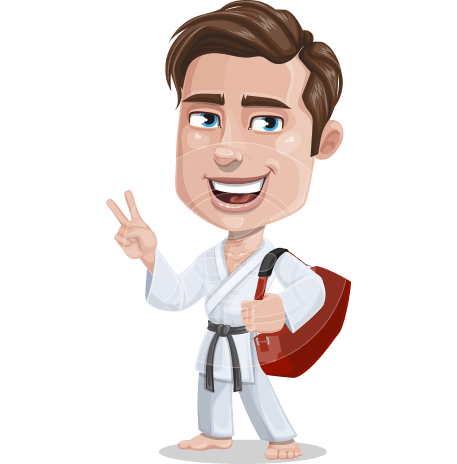 Taekwondo Man Cartoon Vector Character AKA Greg the Handsome