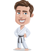 Taekwondo Man Cartoon Vector Character AKA Greg the Handsome