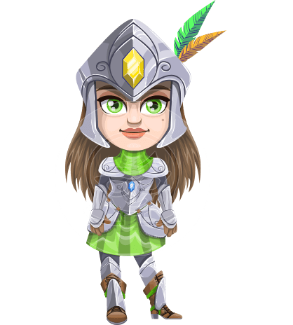 Female Knight with Helmet Cartoon Vector Character AKA Knightalia Beauty-Mark
